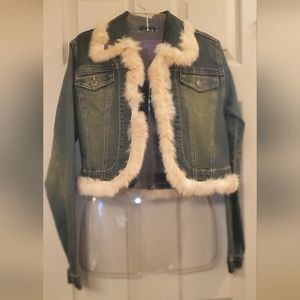 Fur lined denim jacket never worn